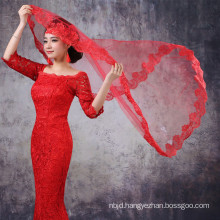 Alibaba Red White Tulle Lace Wedding Veils In Guangzhou 2017